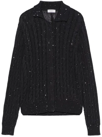 Peserico Sequined Cardigan In Blue