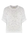 Peserico Cotton Crew-neck Sweater In Weiss