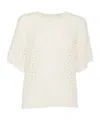 Peserico Textured Open-weave Knit Sweater With Short Sleeves In White