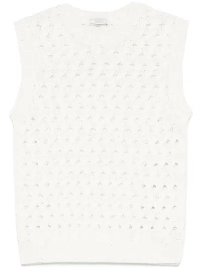 Peserico Sequined Knitted Top In White
