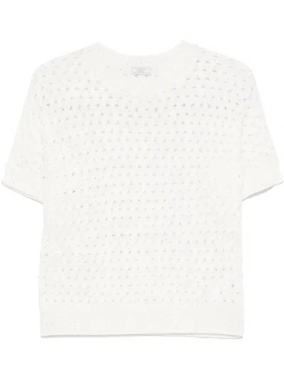 Peserico Sequined Knitted Top In White