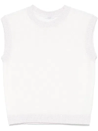 Peserico Sequined Knitted Top In White