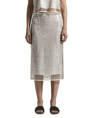 Peserico Sequined Midi Skirt In Amber Beige