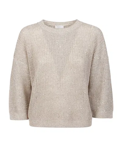 Peserico Sequined Sweater In Nude