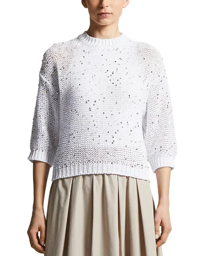 Peserico Sequined Sweater In Pure White