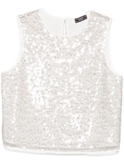 Peserico Sequined Tank Top In White