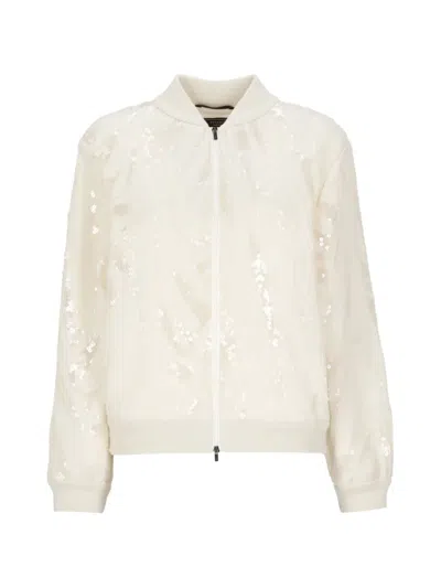 Peserico Sequin-embellished Bomber Jacket In White