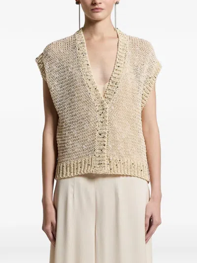 Peserico Sequin-embellished Cardigan In Nude