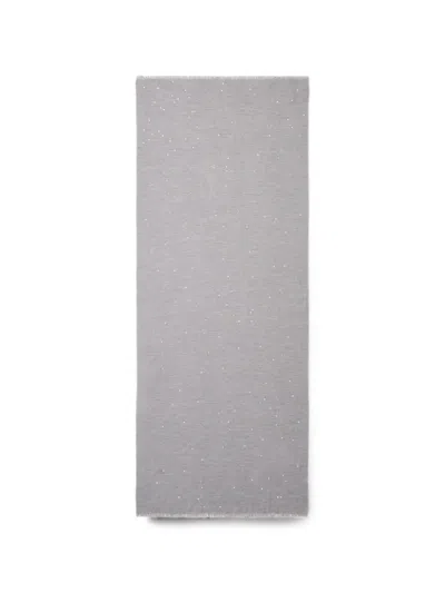 Peserico Sequin-embellished Frayed Scarf In Gray