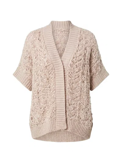 Peserico Sequin-embellished Herringbone Cape In Neutral