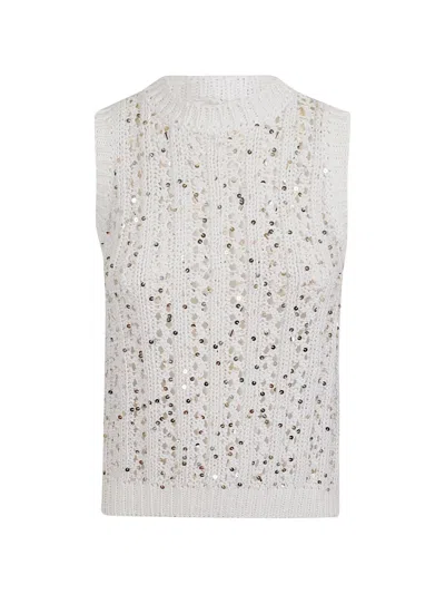 Peserico Sequin-embellished Knitted Vest In White