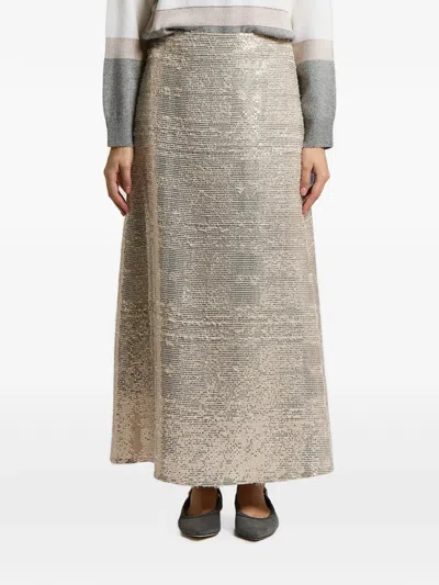Peserico Sequin-embellished Maxi Skirt In Neutral