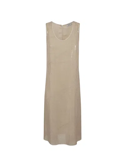 Peserico Sequin-embellished Midi Dress In Neutral