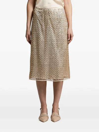 Peserico Sequin-embellished Midi Skirt In Brown