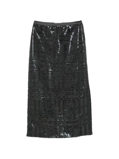 Peserico Sequin-embellished Midi Skirt In Black