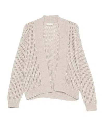 Peserico Sequin-embellished Open-knit Cardigan In Neutral