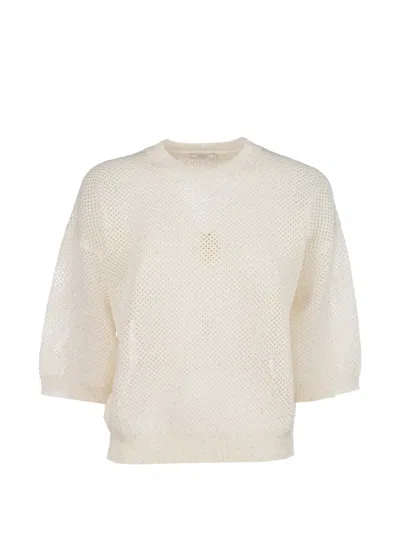 Peserico Sequin-embellished Open-knit Jumper In Neutral