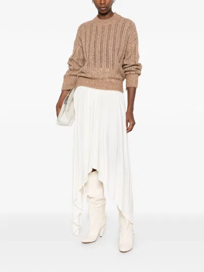 Peserico Sequin-embellished Open-knit Sweater In Brown