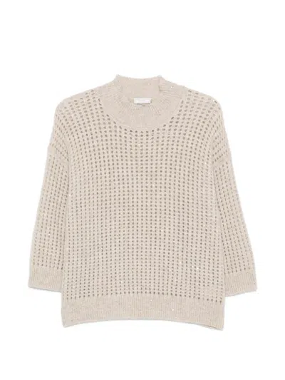Peserico Sequin-embellished Open-knit Sweater In Multi
