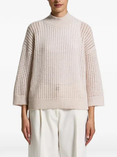 Peserico Sequin-embellished Open-knit Sweater In Pink