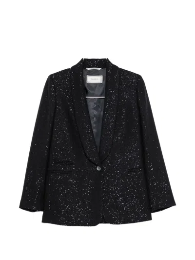 Peserico Sequin-embellished Shawl-lapel Blazer In Black