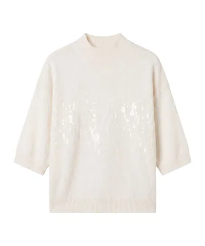 Peserico Sequin-embellished Short-sleeve Sweater In White