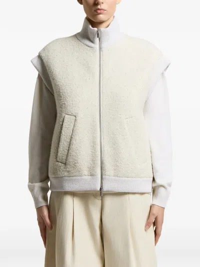 Peserico Sequin-embellished Sleeveless Jacket In Neutral