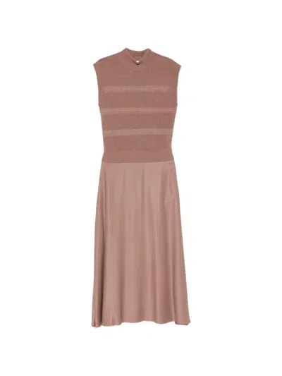 Peserico Sequin-embellished Sleeveless Midi Dress In Brown