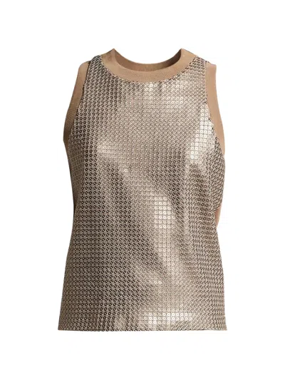 Peserico Sequin-embellished Sleeveless Top In Brown