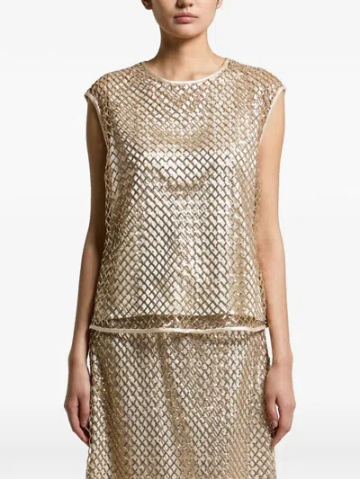 Peserico Sequin-embellished Sleeveless Top In Gold