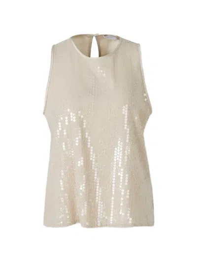 Peserico Sequin-embellished Sleeveless Top In Neutral
