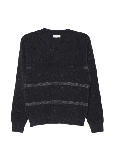 Peserico Sequin-embellished Striped Sweater In Black