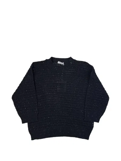 Peserico Sequin-embellished Rib-knit Sweater In Blue