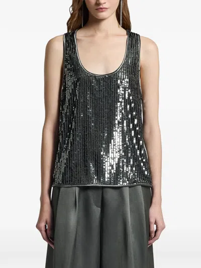 Peserico Sequin-embellished Tank Top In Green