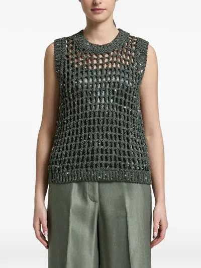 Peserico Sequin-embellished Vest In Blue