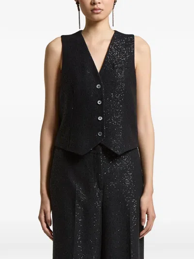Peserico Sequin-embellished Waistcoat In Black