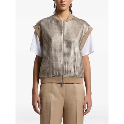 Peserico Sequin-embellishment Zip-up Gilet In Multi