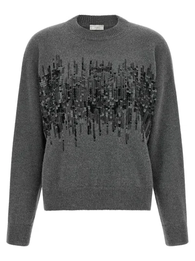 Peserico Sequin-embroidered Sweater In Gray