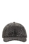 Peserico Sequinned Baseball Cap In Brown