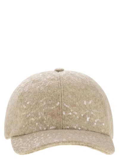 Peserico Sequinned Baseball Cap In Neutral