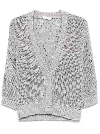 Peserico Cardigan Mit Pailletten In Grey