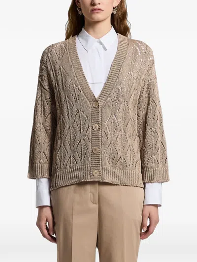 Peserico Sequinned Cordonet Cardigan In Neutral