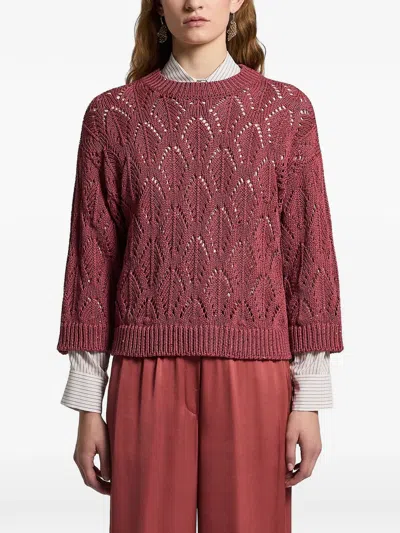 Peserico Sequinned Cordonet Sweater In Red