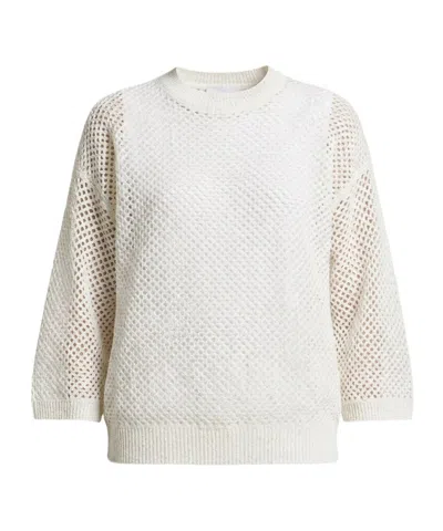 Peserico Sequinned Cotton/linen-yarn Sweater In White