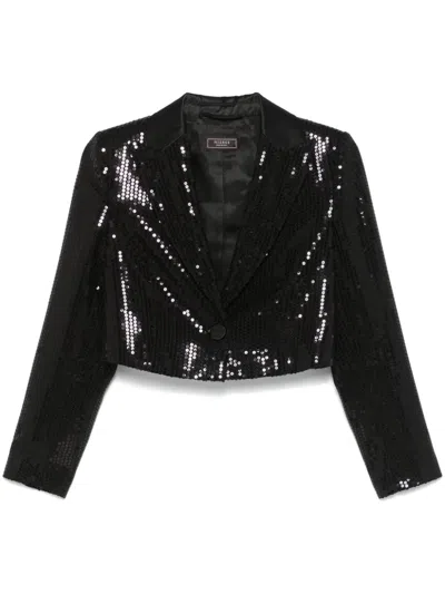Peserico Sequinned Cropped Blazer In Black