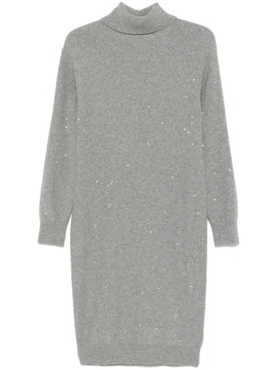 Peserico Sequinned Midi Dress In Grey