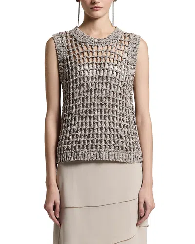Peserico Sequinned Open Knit Sweater In Gray