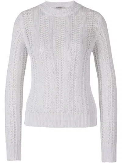 Peserico Sequinned Open-knit Jumper In White