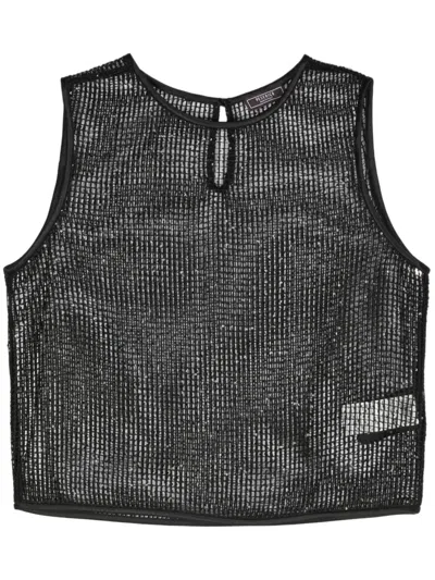 Peserico Sequinned Open-knit Top In Black