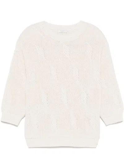 Peserico Sequinned Sweater In Neutrals